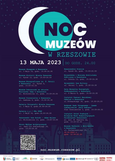 Plakat promujący wydarzenie NocMuze&oacute;w 2023